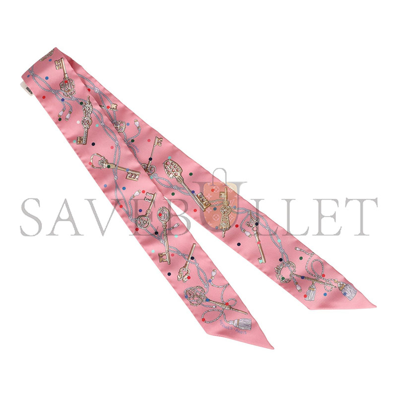 HERMÈS LES CLES A POIS ROSE TWILLY (81*5cm)